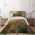 thumbnail image 1 of Ambesonne Country Quilted Coverlet 2 Pcs, Portland Japan Garden, Twin Size, Red Yellow Green, 1 of 5