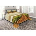 thumbnail image 1 of Ambesonne Country Quilted Coverlet 3 Pcs, Cloudy Vineyard in Fall, Queen Size, Burnt Orange Off White, 1 of 2