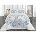 thumbnail image 1 of Ambesonne Country Quilted Coverlet 3 Pcs, Rabbit Portrait, King Size, Blue Grey White, 1 of 4