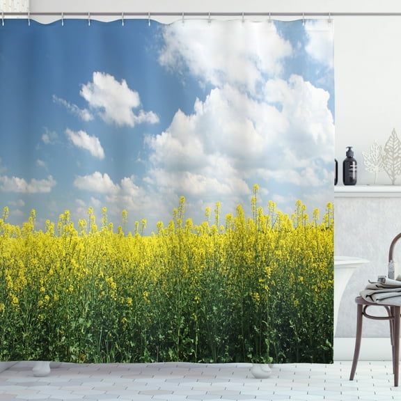 Ambesonne Country Shower Curtain, Rape Field Germany, 69"Wx70"L, Yellow Green Blue