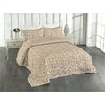 thumbnail image 1 of Ambesonne Country Themed Quilted Bedspread Set 3 Pcs, Retro Feathers Leafy, King, Cinnamon White Cadet Blue, 1 of 4