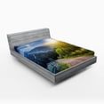 thumbnail image 1 of Ambesonne Countryside Fitted Sheet, Moon and Sun View, Full Size, Green Blue, 1 of 3