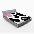 thumbnail image 1 of Ambesonne Cow Print Fitted Sheet, Camouflage Pattern, Queen Size, Pink Black White, 1 of 3