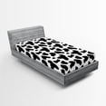 thumbnail image 1 of Ambesonne Cow Print Fitted Sheet, Cow Hide Black Spots, Twin XL Size, Charcoal Grey White, 1 of 3