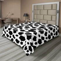 Ambesonne Cow Print Flat Sheet, Cow Skin with Spots, California King, White Black
