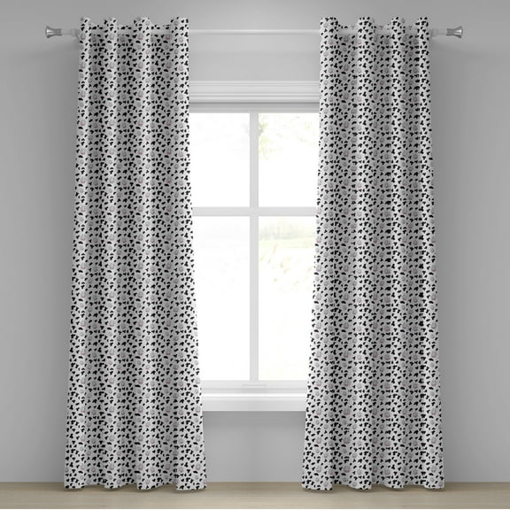 Ambesonne Cow Print Grommet Curtain, Animal Hide Design, 50" x 96", Black White Lilac