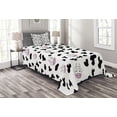 thumbnail image 1 of Ambesonne Cow Print Quilted Bedspread Set 2 Pcs, Animal Hide Design, Twin Size, Black White Lilac, 1 of 3