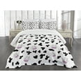 thumbnail image 1 of Ambesonne Cow Print Quilted Bedspread Set 3 Pcs, Animal Hide Design, King Size, Black White Lilac, 1 of 5