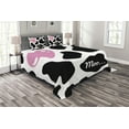thumbnail image 1 of Ambesonne Cow Print Quilted Bedspread Set 3 Pcs, Camouflage Pattern, Queen Size, Pink Black White, 1 of 3