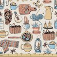 thumbnail image 1 of Ambesonne Cozy Fabric by the Yard Upholstery, Sketchy Rural Life Hygge Calm, 10 Yards, Coral Peach and Blue, 1 of 5