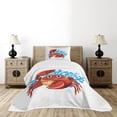 thumbnail image 1 of Ambesonne Crabs Quilted Bedspread Set 2 Pcs, Cartoon Blue Coral Reef, Twin Size, Red Blue Pale Orange, 1 of 3