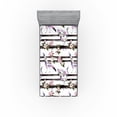 thumbnail image 1 of Ambesonne Crane Print Fitted Sheet, Modern Birds Blooms Art, Twin Size, Fern Green Pale Pink, 1 of 5