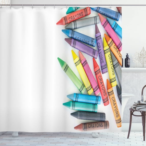 Ambesonne Crayon Shower Curtain, Colorful Painting Crafts, 69"Wx75"L, Multicolor
