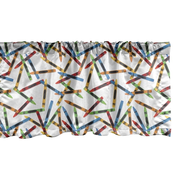 Ambesonne Crayon Valance Pack of 2, Cartoon Paint Crafts Pattern, 54"X18", Multicolor