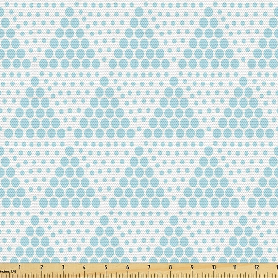 Ambesonne Crazy Art Fabric by the Yard Upholstery, Triangles from Polka Dots, 10 Yards, Pale Blue White