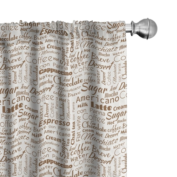 Ambesonne Cream Umber Curtains, Americano Coffee, Pair of 28"x63", Umber and Cream