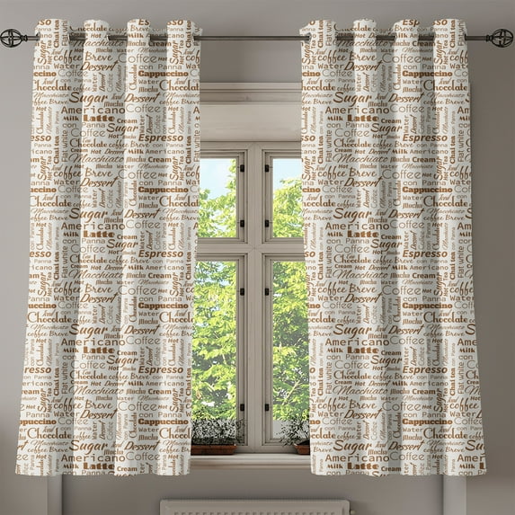 Ambesonne Cream Umber Grommet Curtain, Americano Coffee, 50" x 63", Umber and Cream