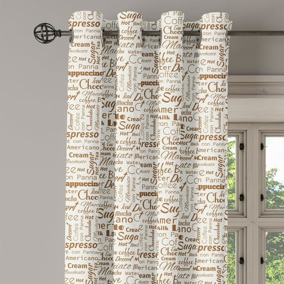 Ambesonne Cream Umber Grommet Curtain Single Panel, Americano Coffee, 50"x60", Umber and Cream