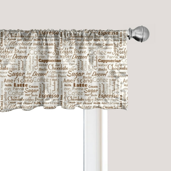Ambesonne Cream Umber Window Valance, Americano Coffee, 54" X 18", Umber and Cream