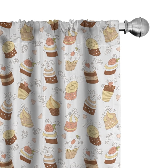 Ambesonne Cream and White Window Curtains, Cupcake Sugarpaste, Each 28" W x 63" L, White Cream