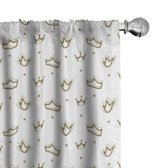 Ambesonne Crown Window Curtains, Palace King Queen Adornment, Each 28" W x 63" L, Dark Khaki and White
