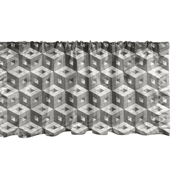 Ambesonne Cubes Window Valance, Abstract Volumetric Theme, 54" X 12", Pale Taupe and Grey