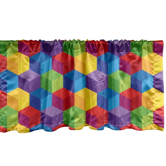 Ambesonne Cubes Window Valance, Rainbow Inspired, 42" x 12", Multicolor