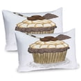 thumbnail image 1 of Ambesonne Cupcake Pillow Sham 2 Pack, Hand Drawn Chocolate Cake, 30"x20", Warm Taupe Pale Brown, 1 of 3