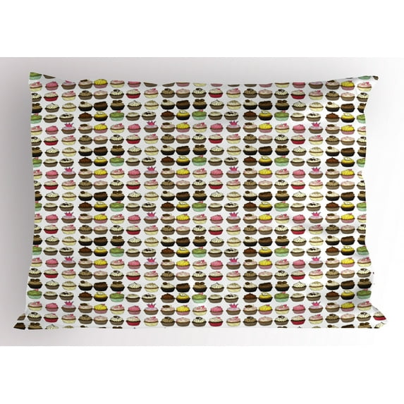 Ambesonne Cupcake Pillow Sham, Different Flavors Bakery, 36" X 20", Multicolor