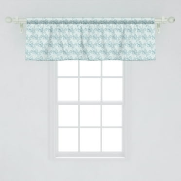 Ambesonne Curlicue Window Valance, Horizontal Swirly Flower Branches Blossoming Feminine Vintage Classic, Curtain Valance for Kitchen Bedroom Decor with Rod Pocket, 54" X 18", Cadet Blue Pale Blue