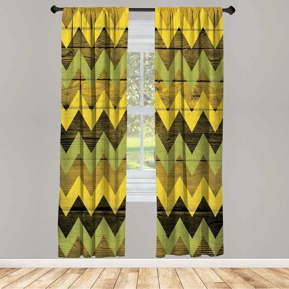Ambesonne Curtains, Pair of 28"x63", Avocado Green