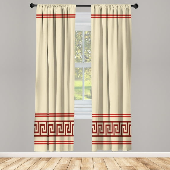 Ambesonne Curtains, Pair of 28"x63", Champagne Red and Burgundy