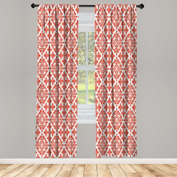 Ambesonne Curtains, Pair of 28"x63", Coconut and Coral