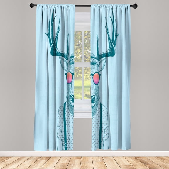 Ambesonne Curtains, Pair of 28"x63", Coral Blue