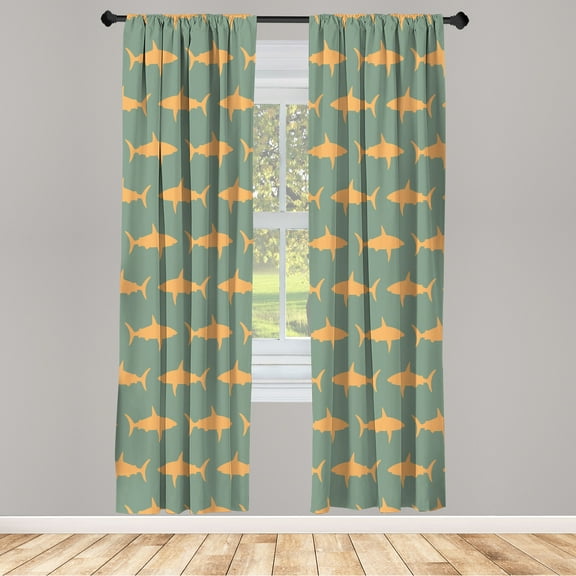 Ambesonne Curtains, Pair of 28"x63", Dark Peach and Grey Teal