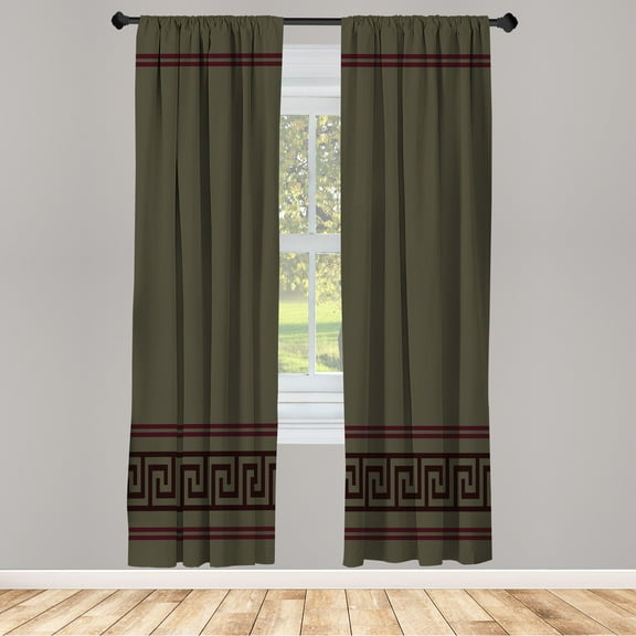 Ambesonne Curtains, Pair of 28"x63", Dimgray Maroon and Brown