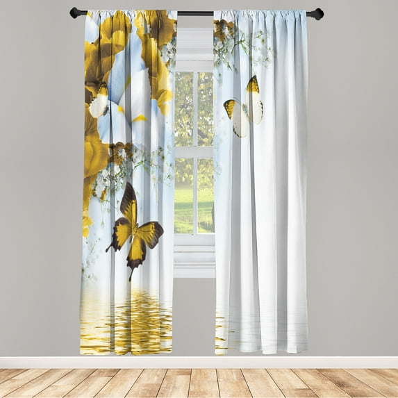 Ambesonne Curtains, Pair of 28"x63", Earth Yellow