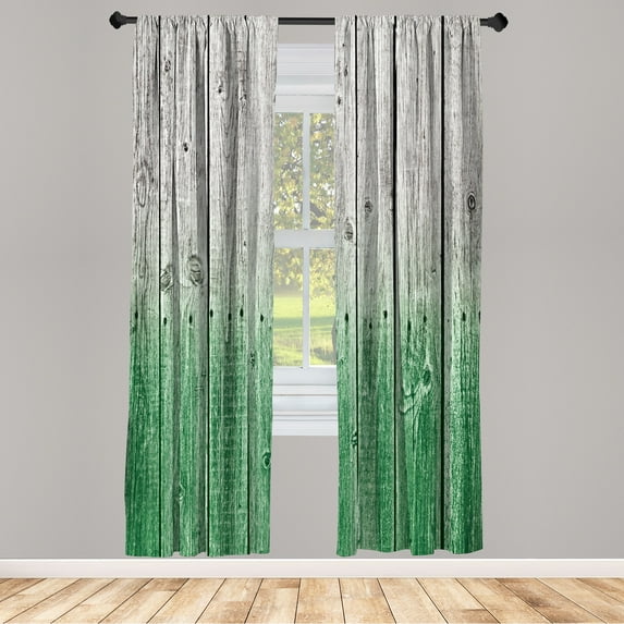 Ambesonne Curtains, Pair of 28"x63", Fern Green