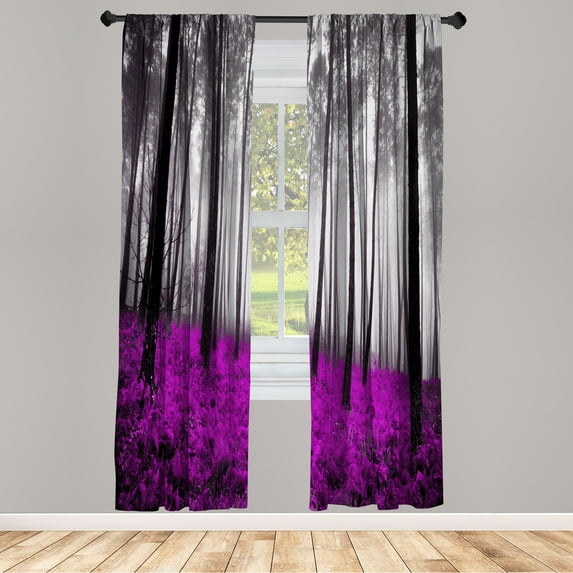 Ambesonne Curtains, Pair of 28"x63", Fuchsia Black