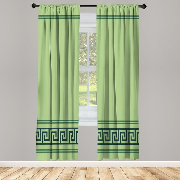 Ambesonne Curtains, Pair of 28"x63", Green and Night Blue