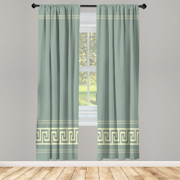 Ambesonne Curtains, Pair of 28"x63", Grey Teal and Ivory