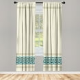 thumbnail image 1 of Ambesonne Curtains, Pair of 28"x63", Ivory Petrol Blue and Tan, 1 of 2