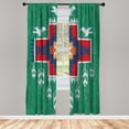 thumbnail image 1 of Ambesonne Curtains, Pair of 28"x63", Jade Green Dark Pink, 1 of 2