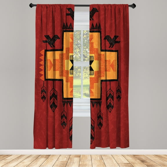 Ambesonne Curtains, Pair of 28"x63", Maroon Orange