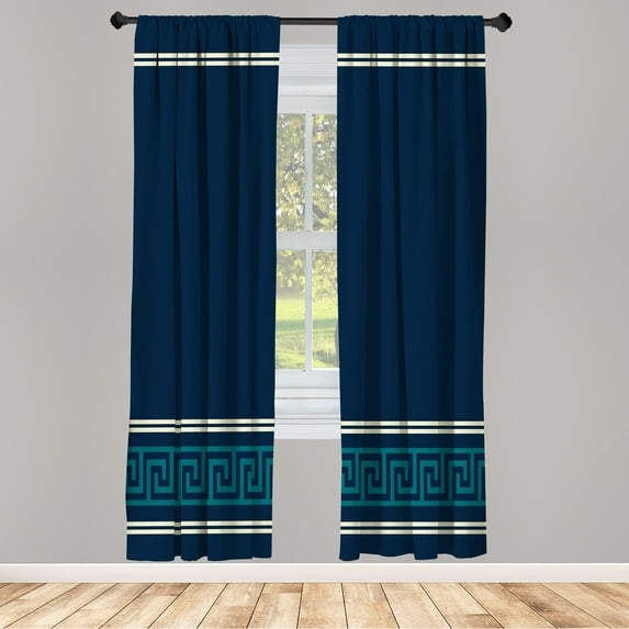 Ambesonne Curtains, Pair of 28"x63", Night Blue and White