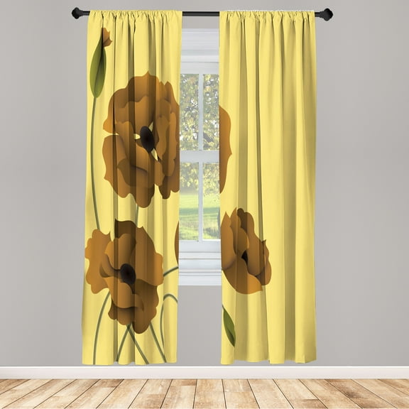 Ambesonne Curtains, Pair of 28"x63", Pale Brown