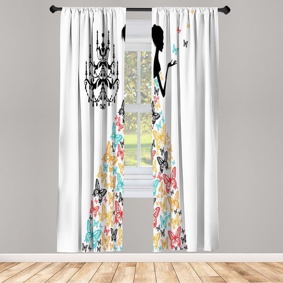 Ambesonne Curtains, Pair of 28"x63", Pale Orange