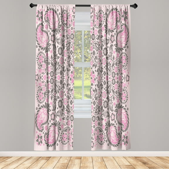 Ambesonne Curtains, Pair of 28"x63", Pale Pink