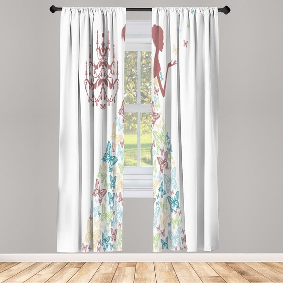 Ambesonne Curtains, Pair of 28"x63", Pale Ruby