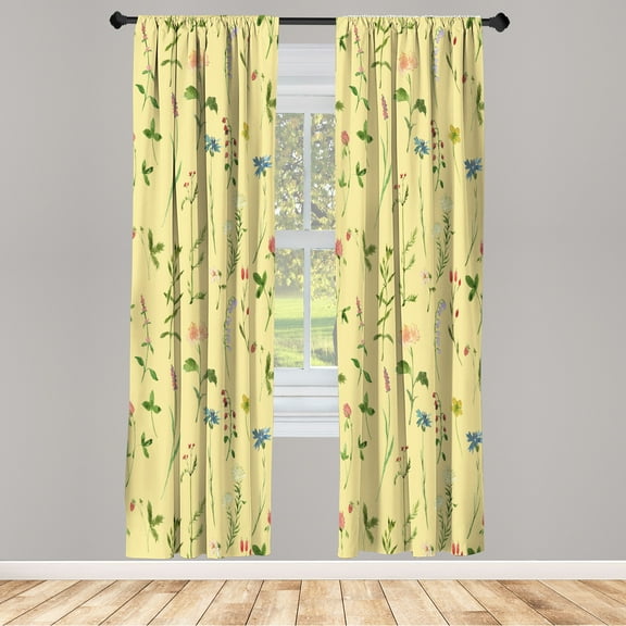 Ambesonne Curtains, Pair of 28"x63", Pale Yellow